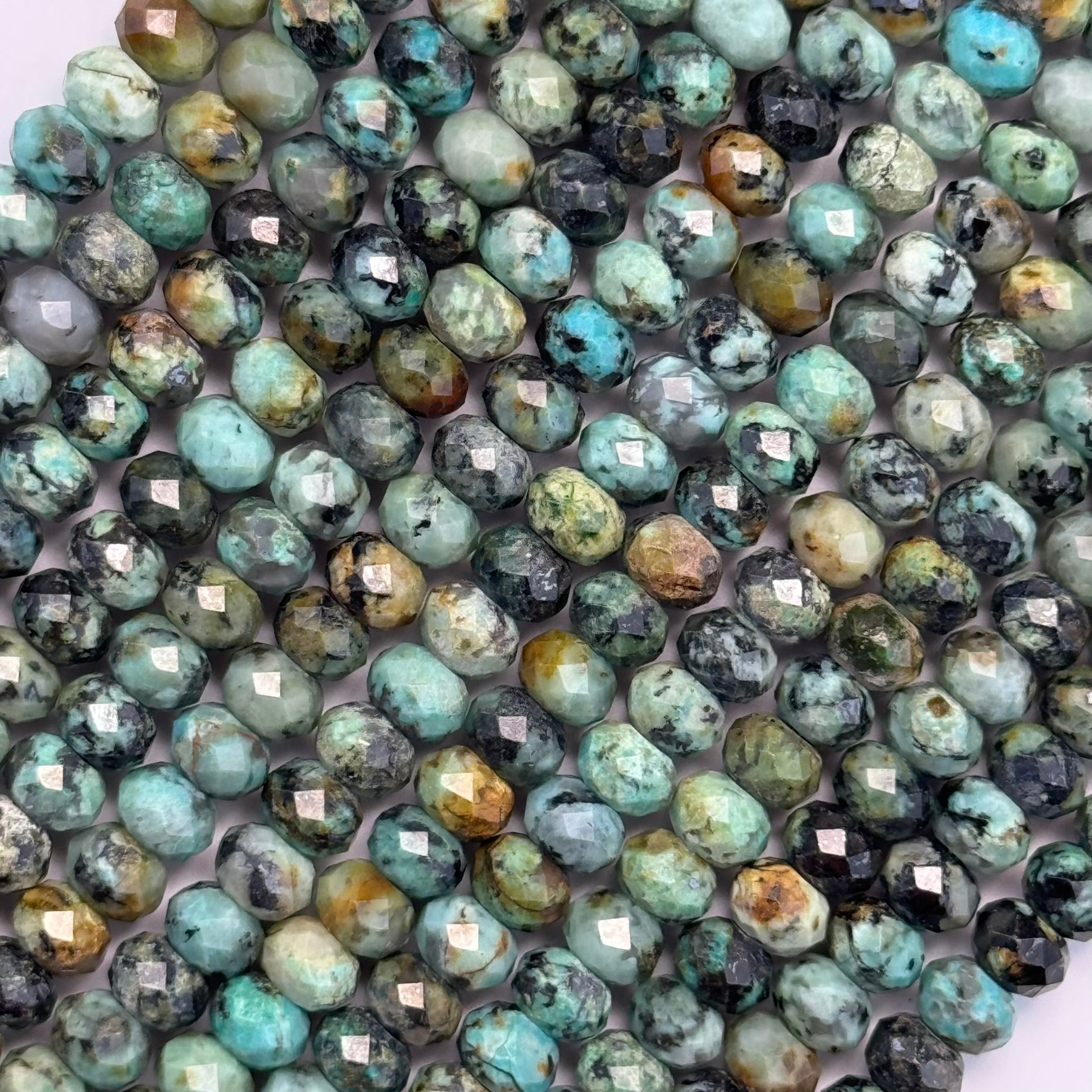 African Turquoise (Jasper) Faceted Rondelle Beads image 2