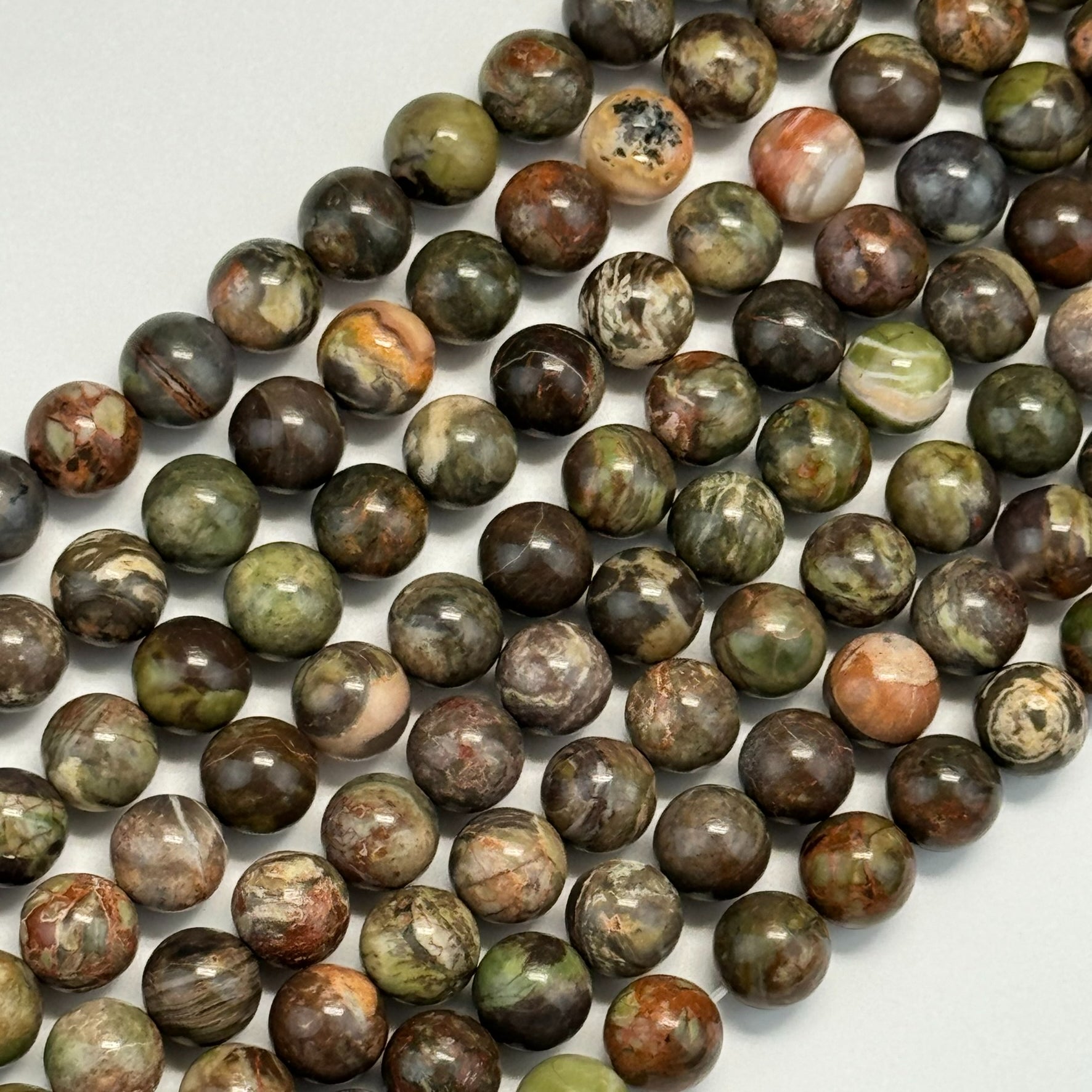 Brown Rainforest Jasper Polished Round Beads image 0