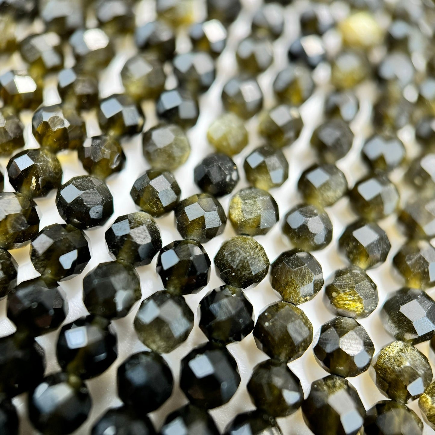 Gold Sheen Obsidian Faceted Round Beads image 6
