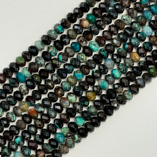 Faceted Turquoise Rondelle Beads (6x4mm) image 0