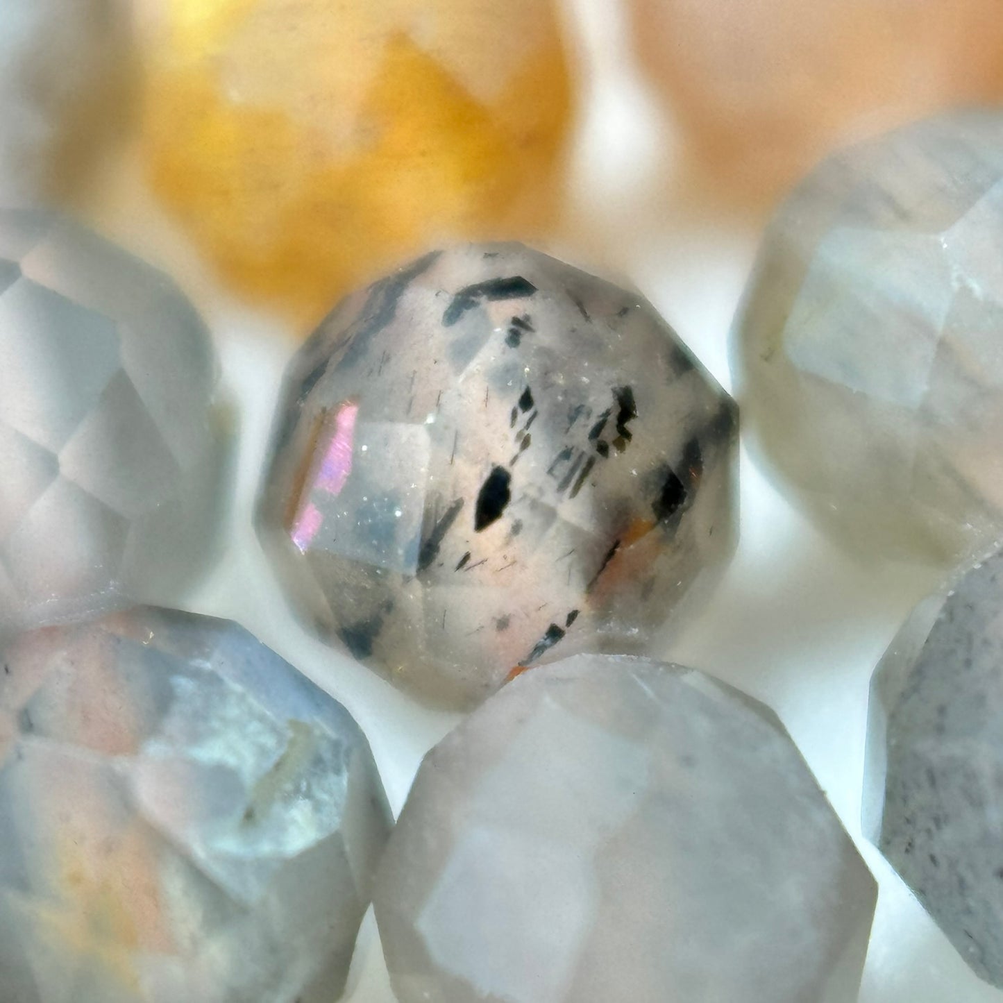 Moonstone Sunstone Faceted Round Beads image 1