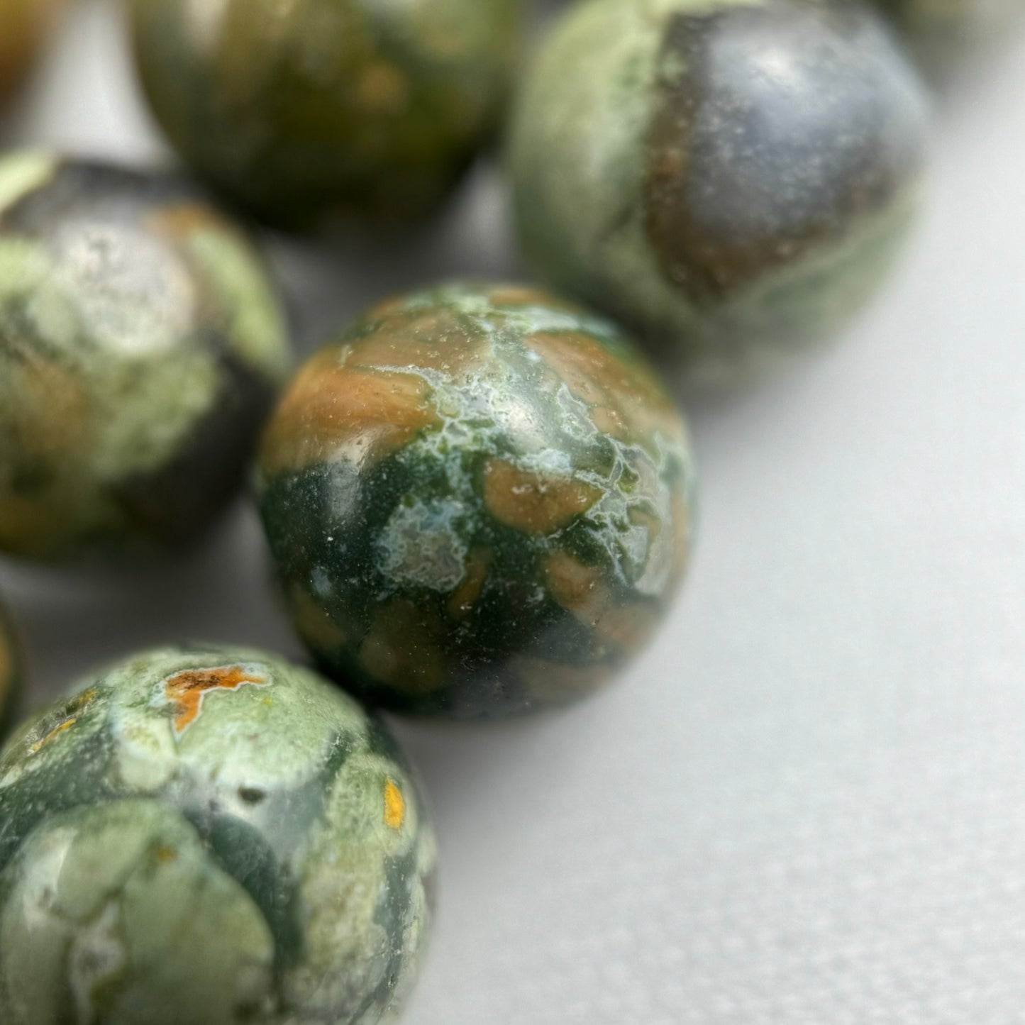 Green Rainforest Jasper Polished Round Beads image 8