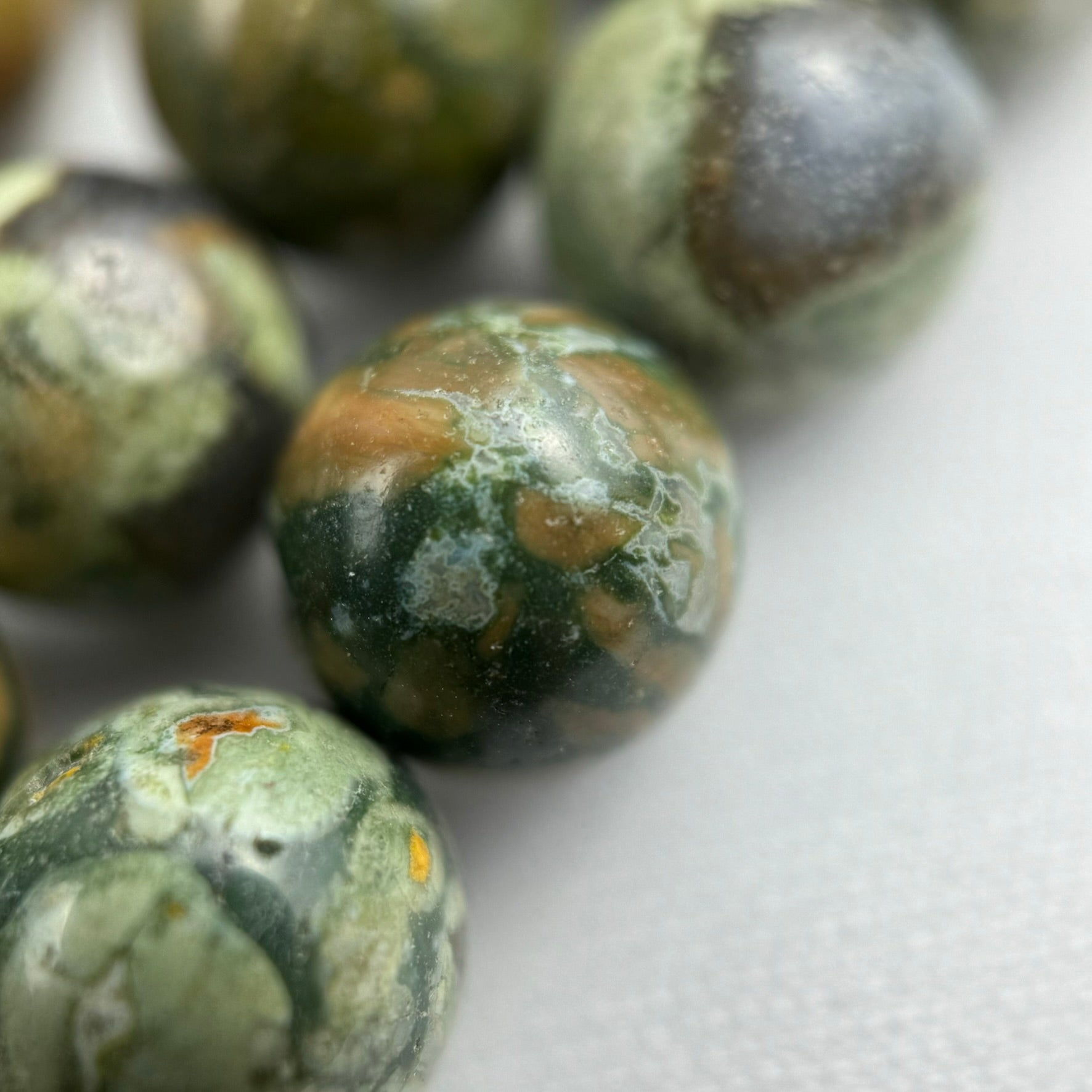 Green Rainforest Jasper Polished Round Beads image 8