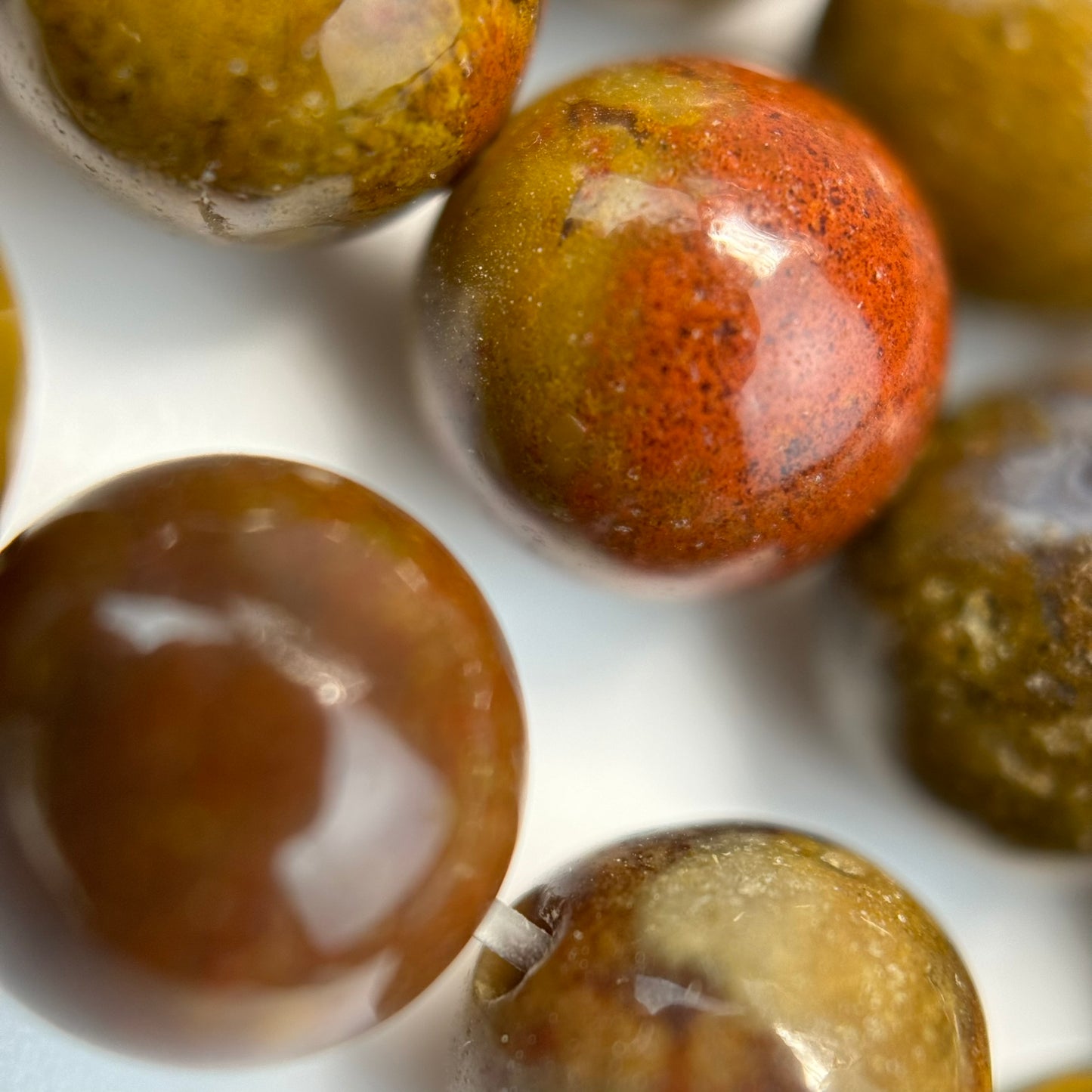 Mustard Fancy Agate Polished Round Beads image 2