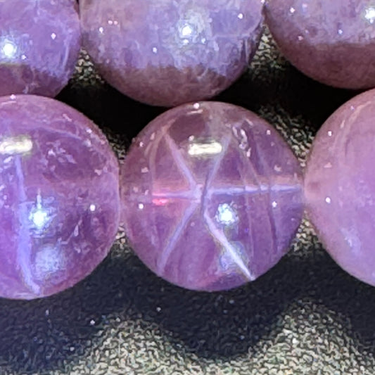 Purple Rose Quartz Polished Round Beads with Star