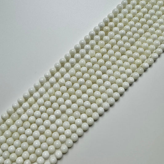 White Shell Mother Of Pearl Polished Round Beads