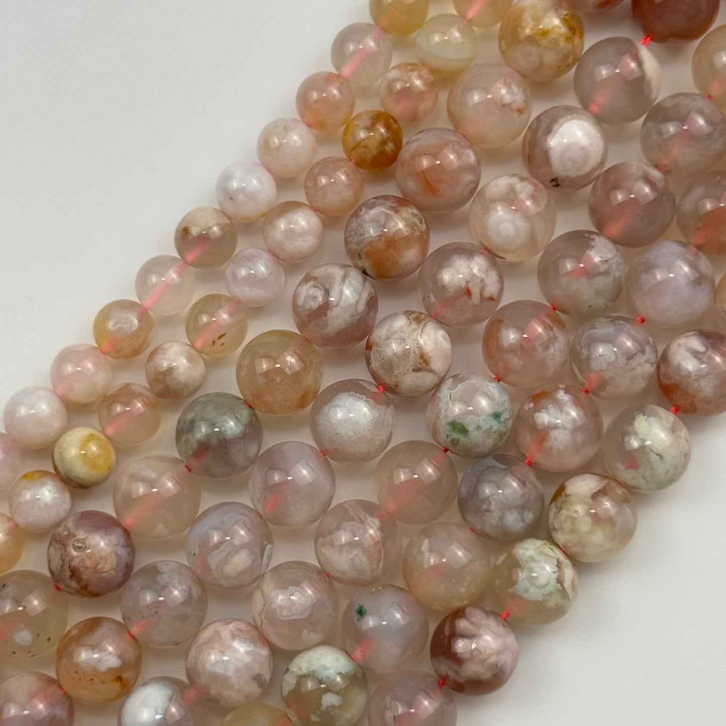 Green Sakura Agate Polished Round Beads image 4