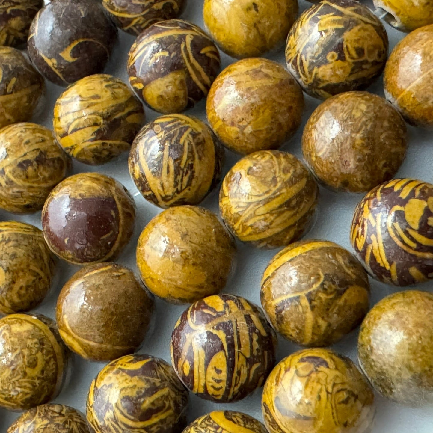 Calligraphy Stone Polished Round Beads image 5