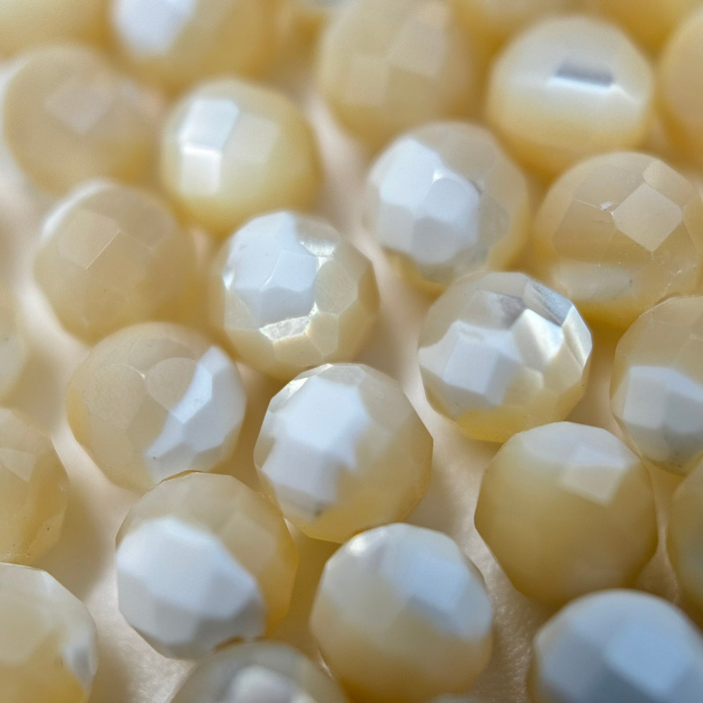 Beige Mother of Pearl Faceted Round Beads image 6