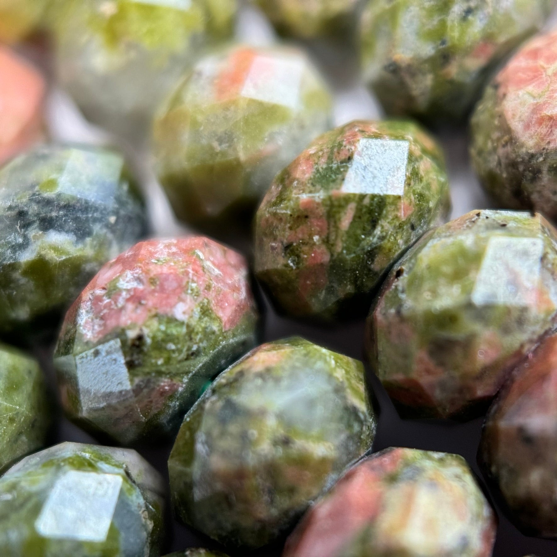 Faceted Unakite Rondelle Beads (6x4mm) image 2