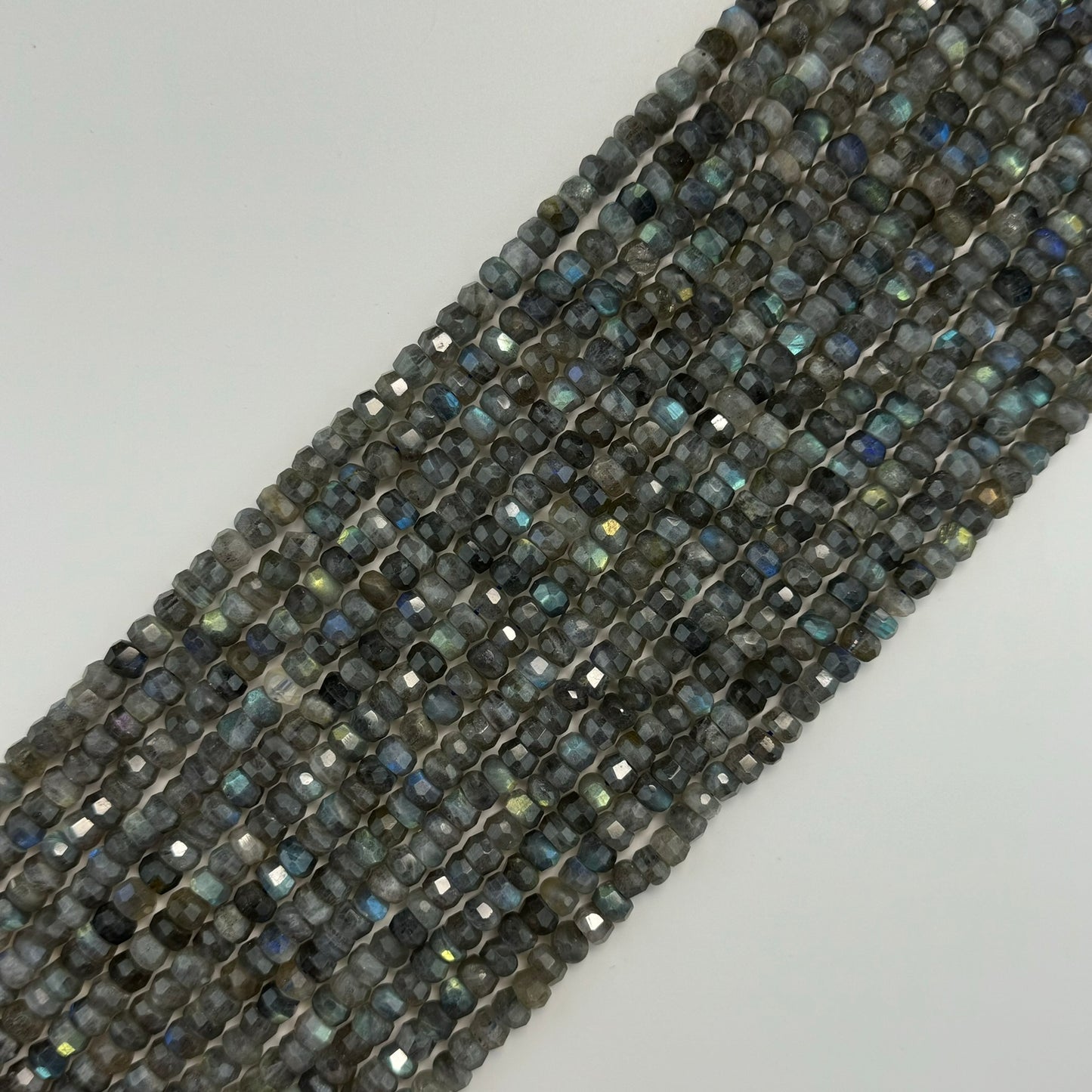 Labradorite Single Cut Faceted Rondelle Beads (High Quality) image 7