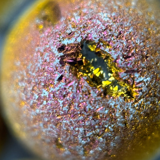 Titanium Plated Flame Druzy Quartz Round Beads