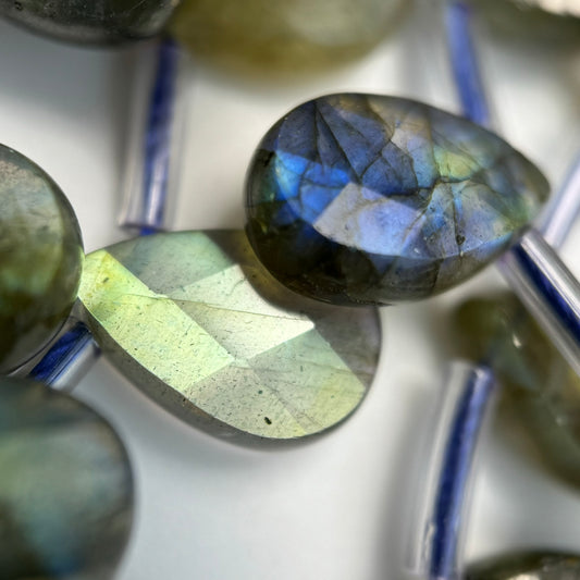 Labradorite Faceted Pear Shape Beads (AAA Quality)