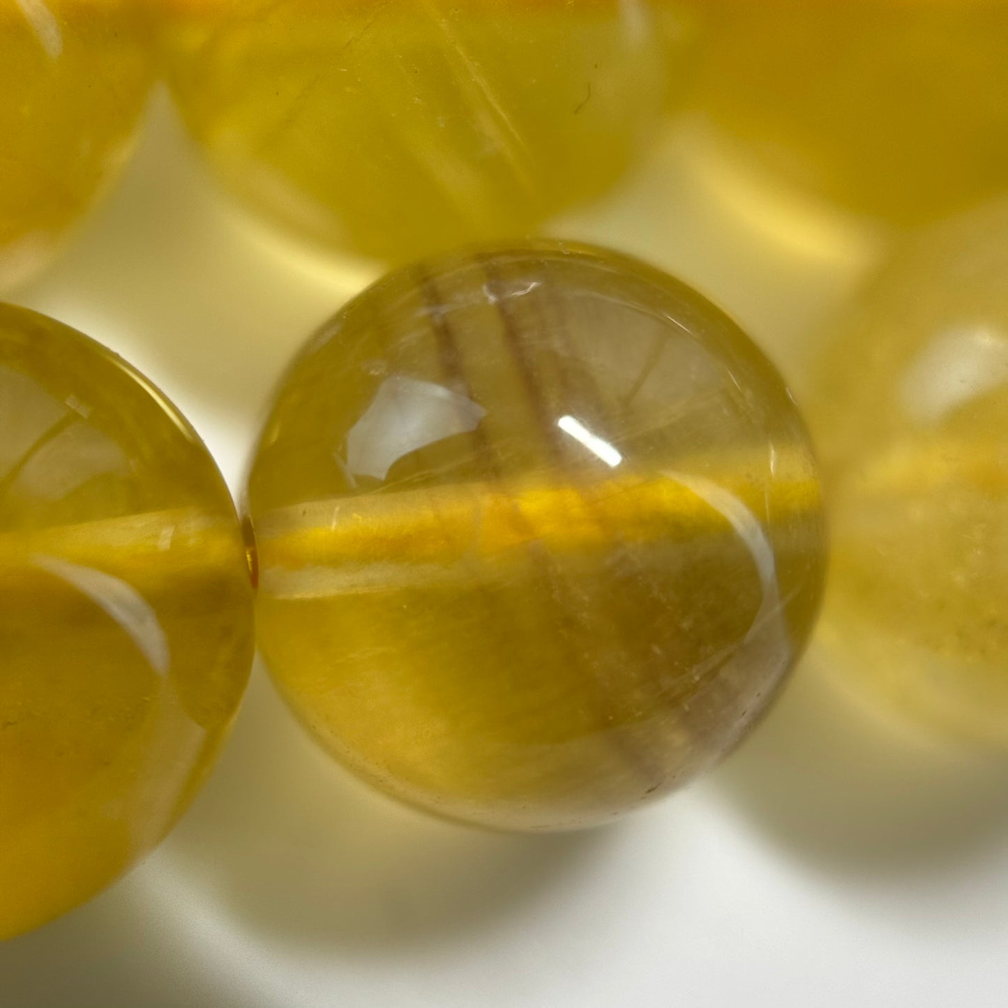 Yellow Fluorite AAA Polished Round Beads image 3