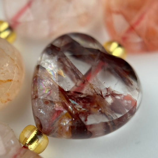Hematoid Quartz Faceted Heart Shape Beads