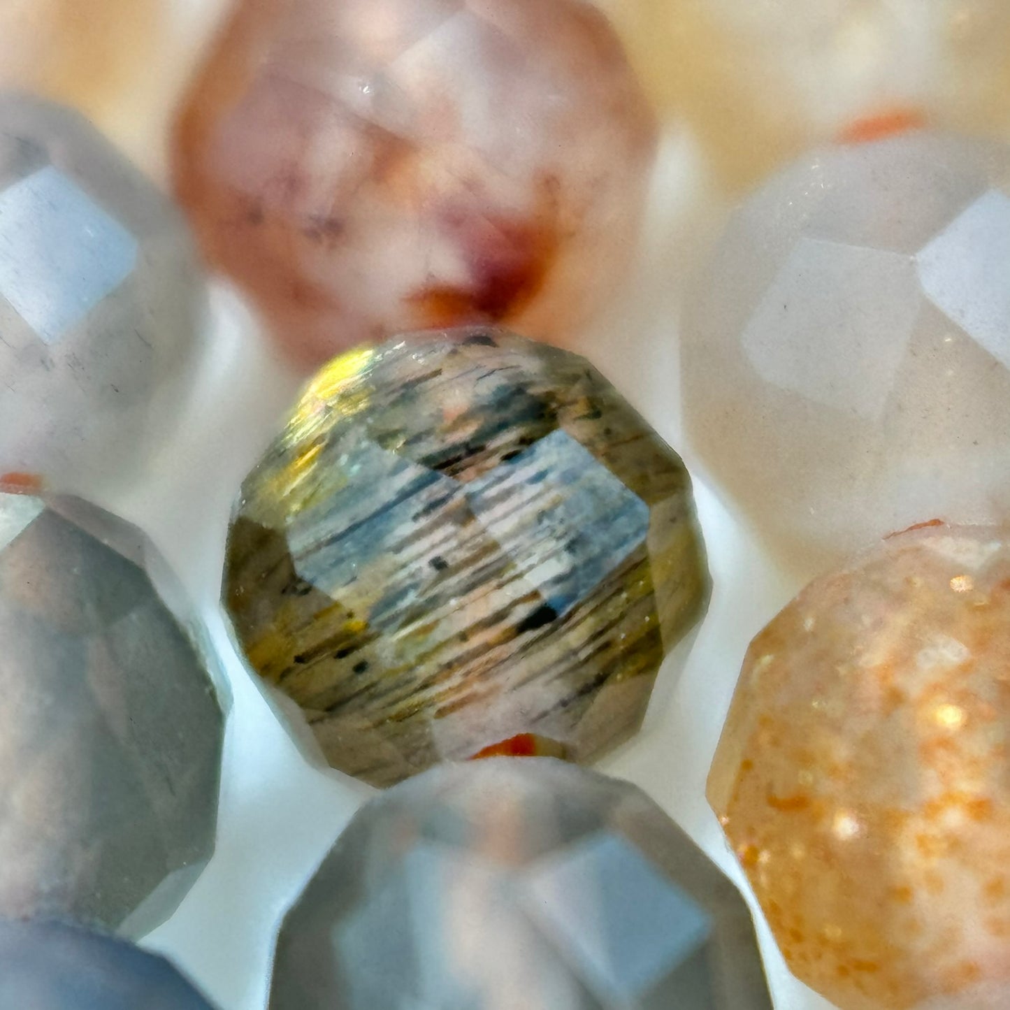 Moonstone Sunstone Faceted Round Beads image 2