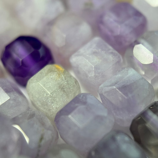 Lavender Amethyst Faceted Square Beads