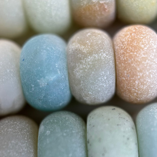 Jasper Ocean Frosted Rondelle Matte Beads (A Quality)