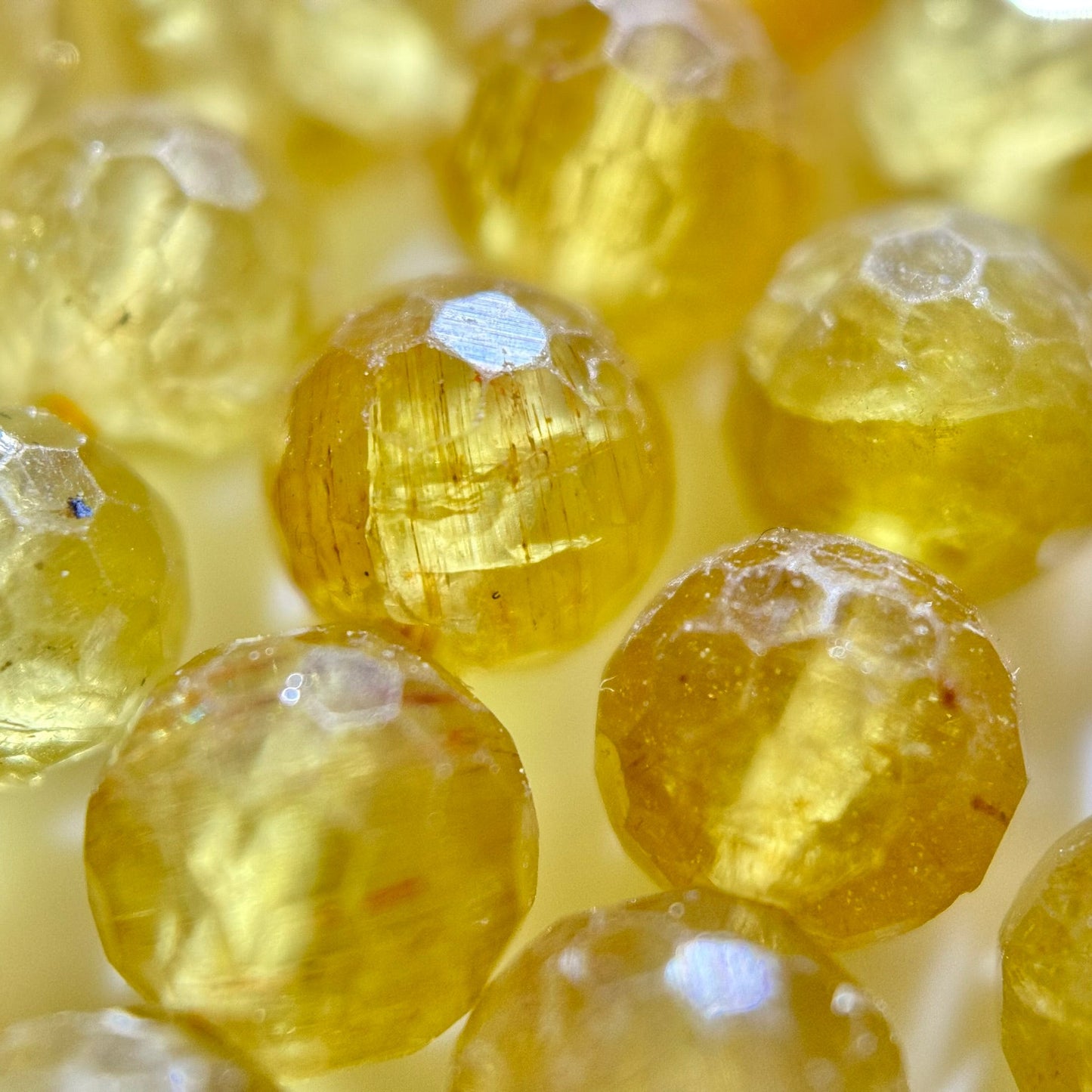Yellow Apatite Faceted Round Beads image 7