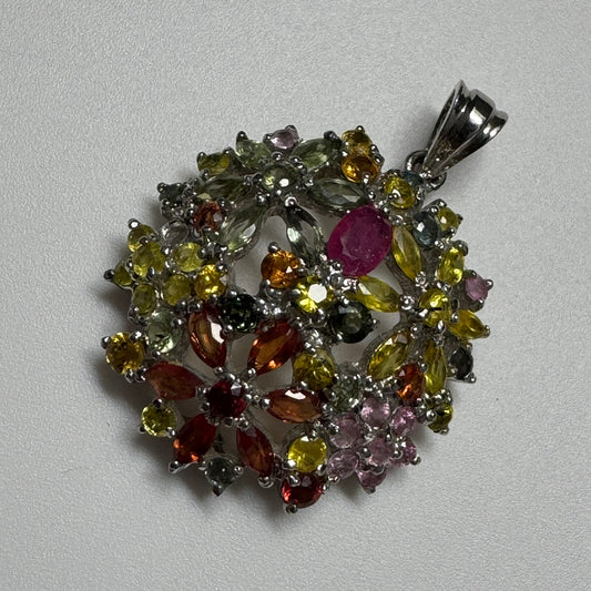 Multicolor Sapphire & Ruby Pendant in 925 Sterling Silver image 0