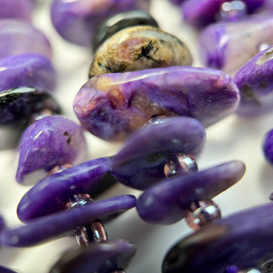 Blade Shape Polished Charoite Beads - (A Quality)