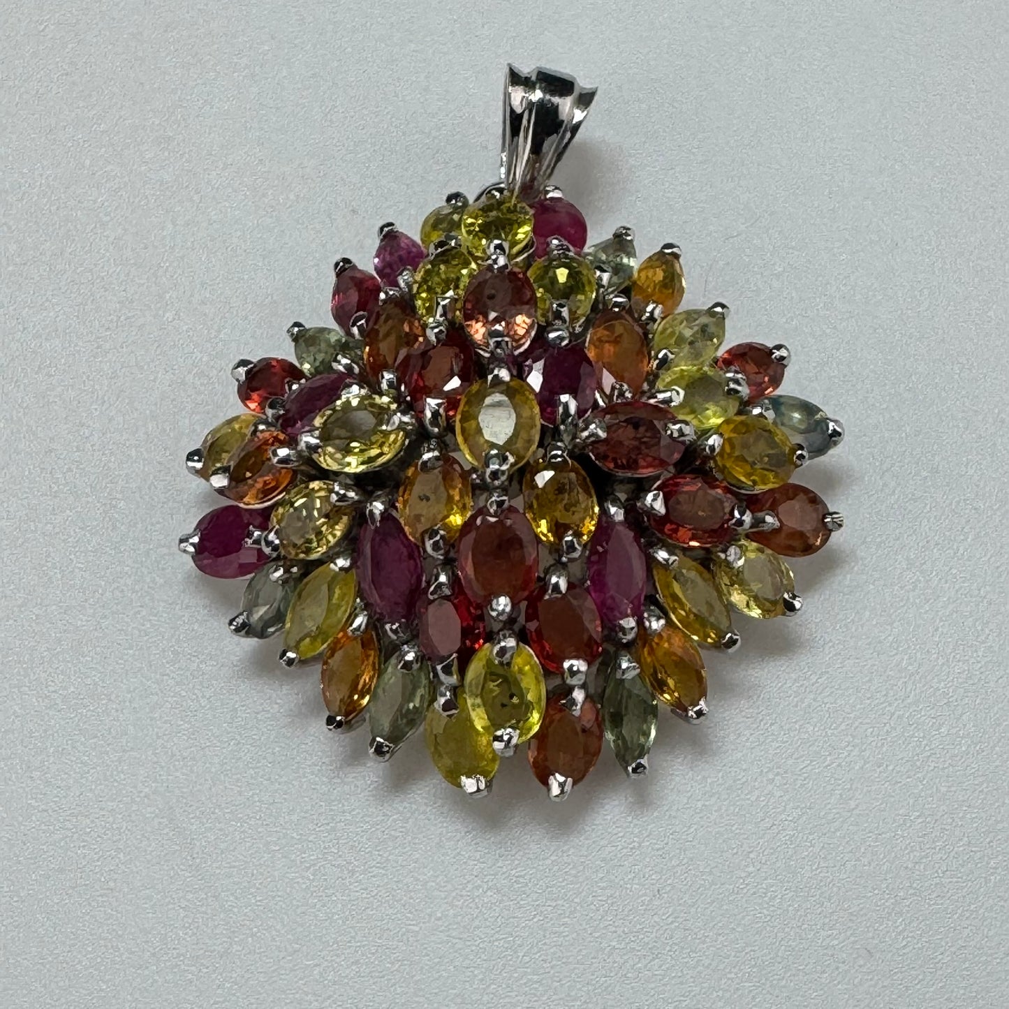 Multicolor Sapphire & Ruby Pendant in 925 Sterling Silver image 8