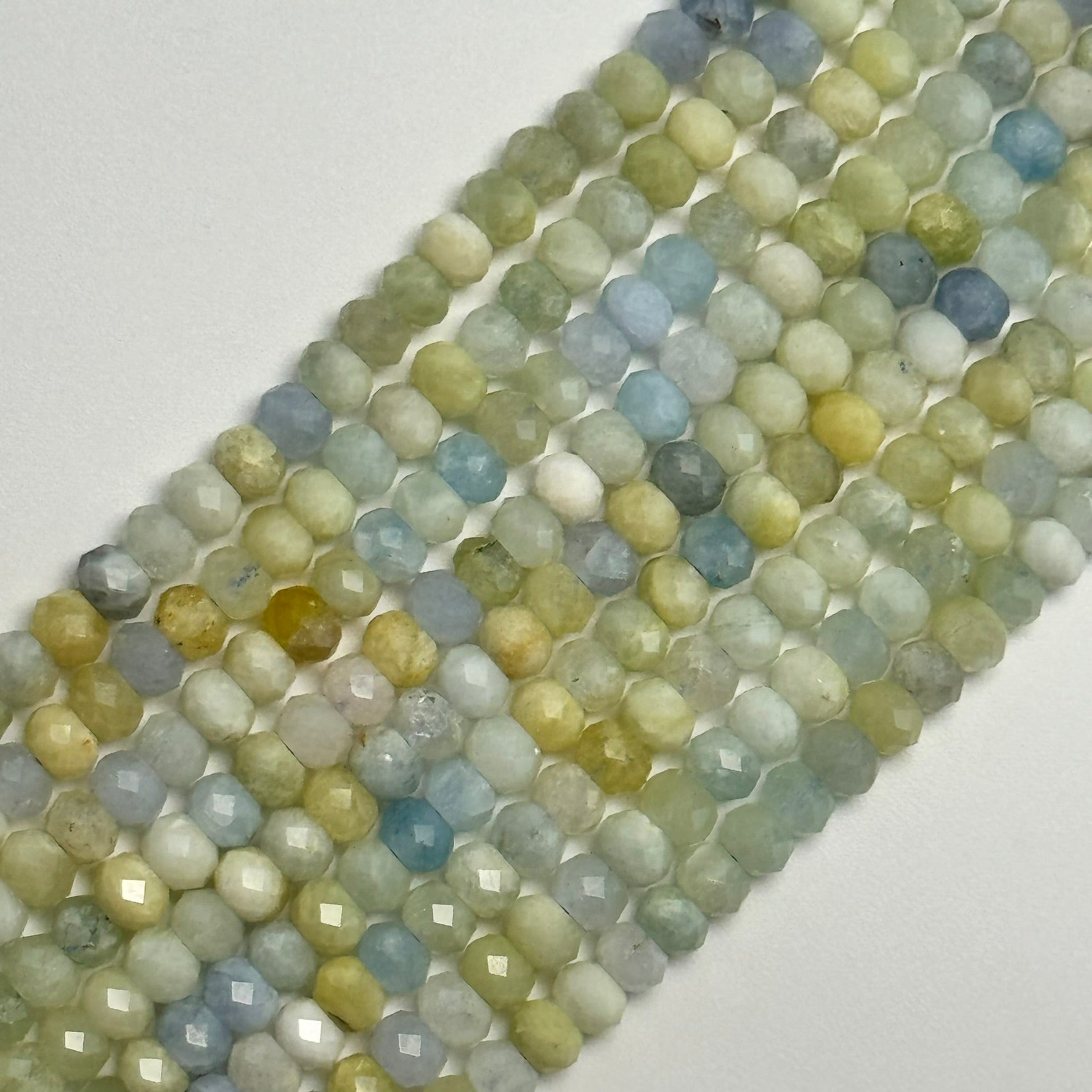 Faceted Aquamarine Rondelle Gemstone Beads image 3