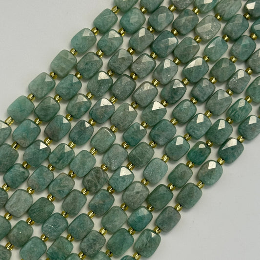 Amazonite Rectangular Faceted Cushion Cut Gemstone Beads - (AA Quality)