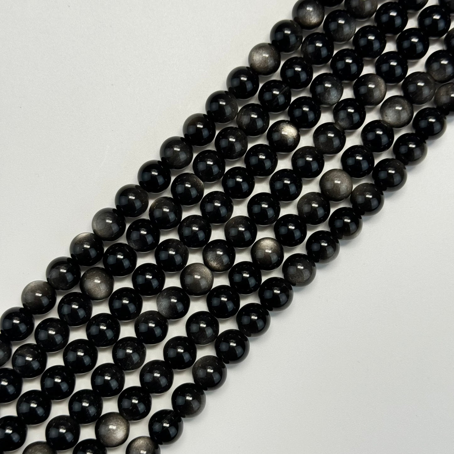 Silver Sheen Obsidian Polished Round Beads image 2
