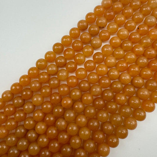 Orange Aventurine Quartz Polished Round Beads image 0