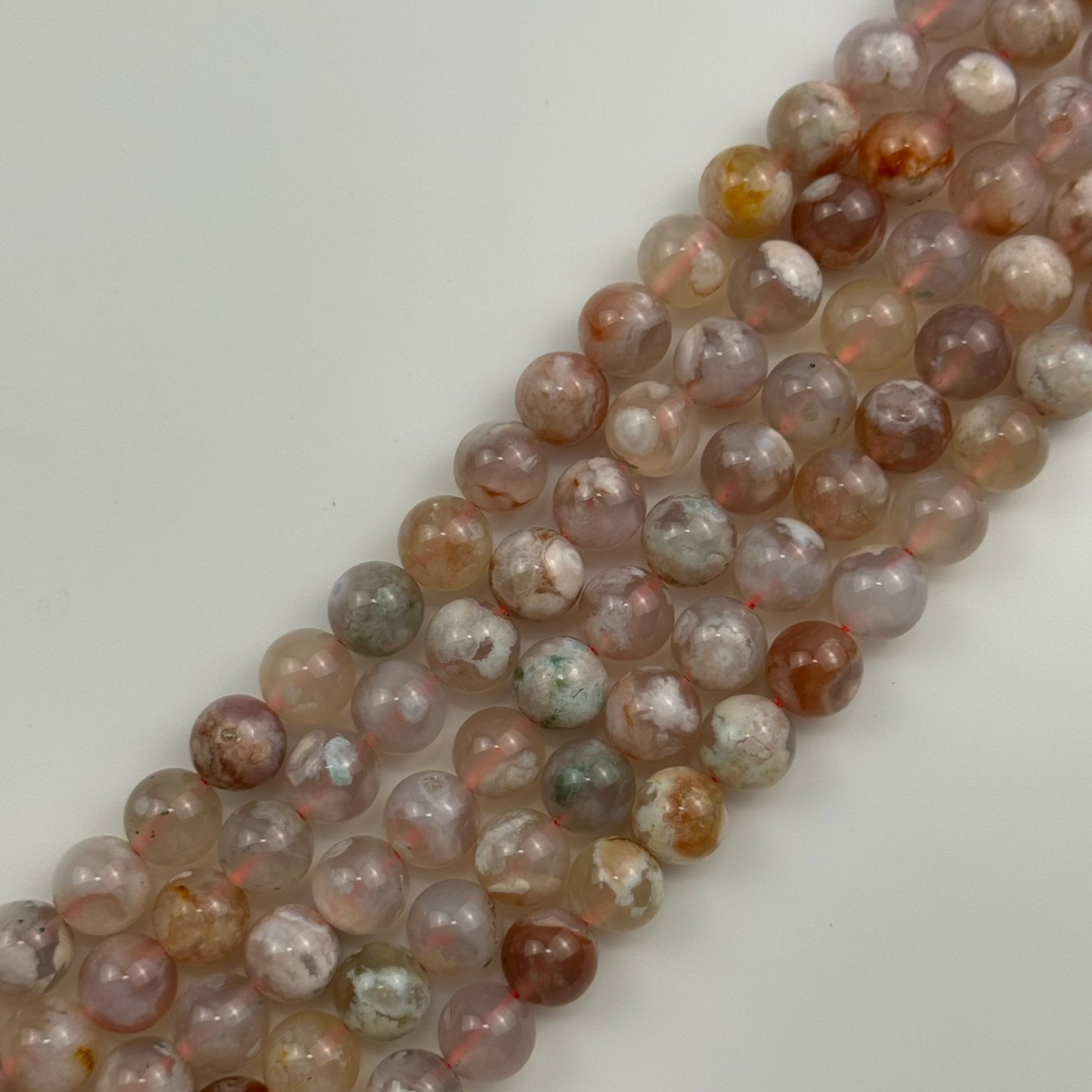 Green Sakura Agate Polished Round Beads image 8