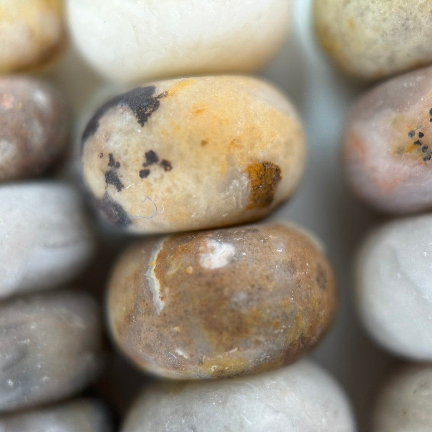 Beige Crazy Lace Agate Frosted Rondelle Beads image 4