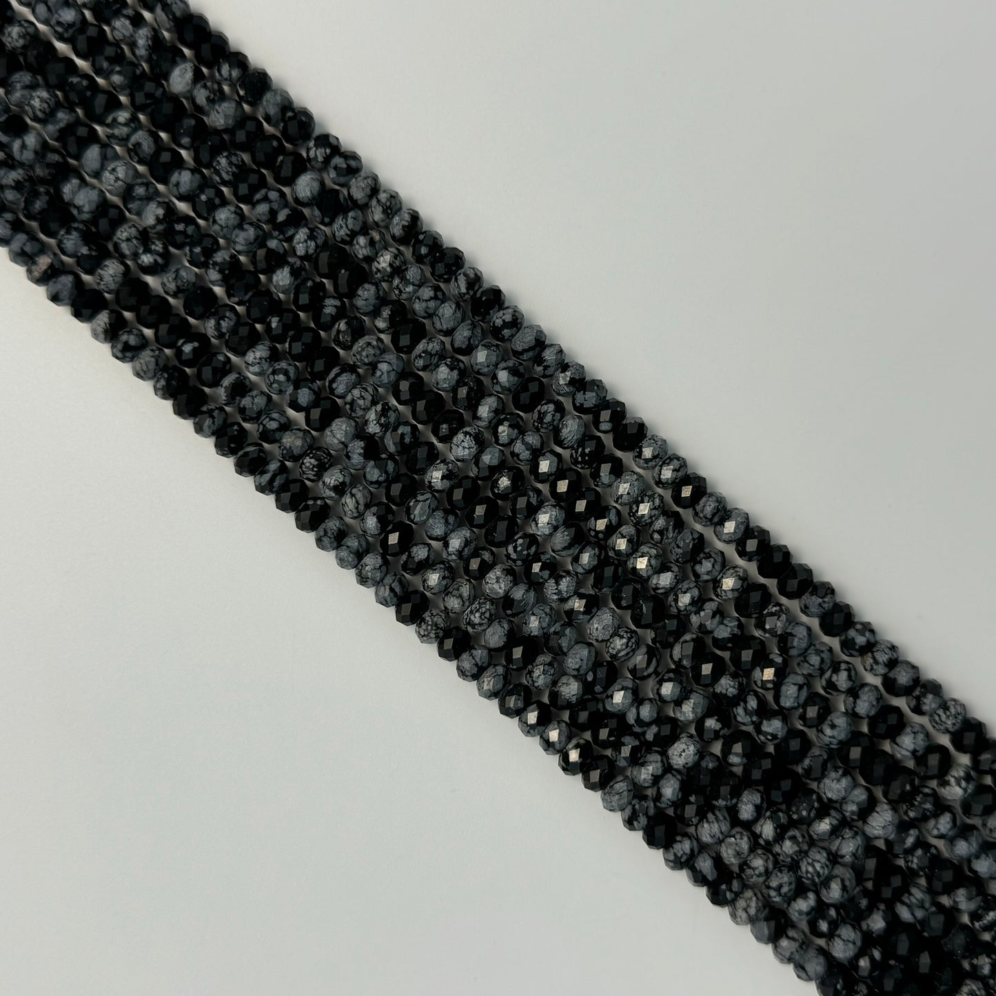 Snowflake Obsidian Faceted Rondelle Beads image 7