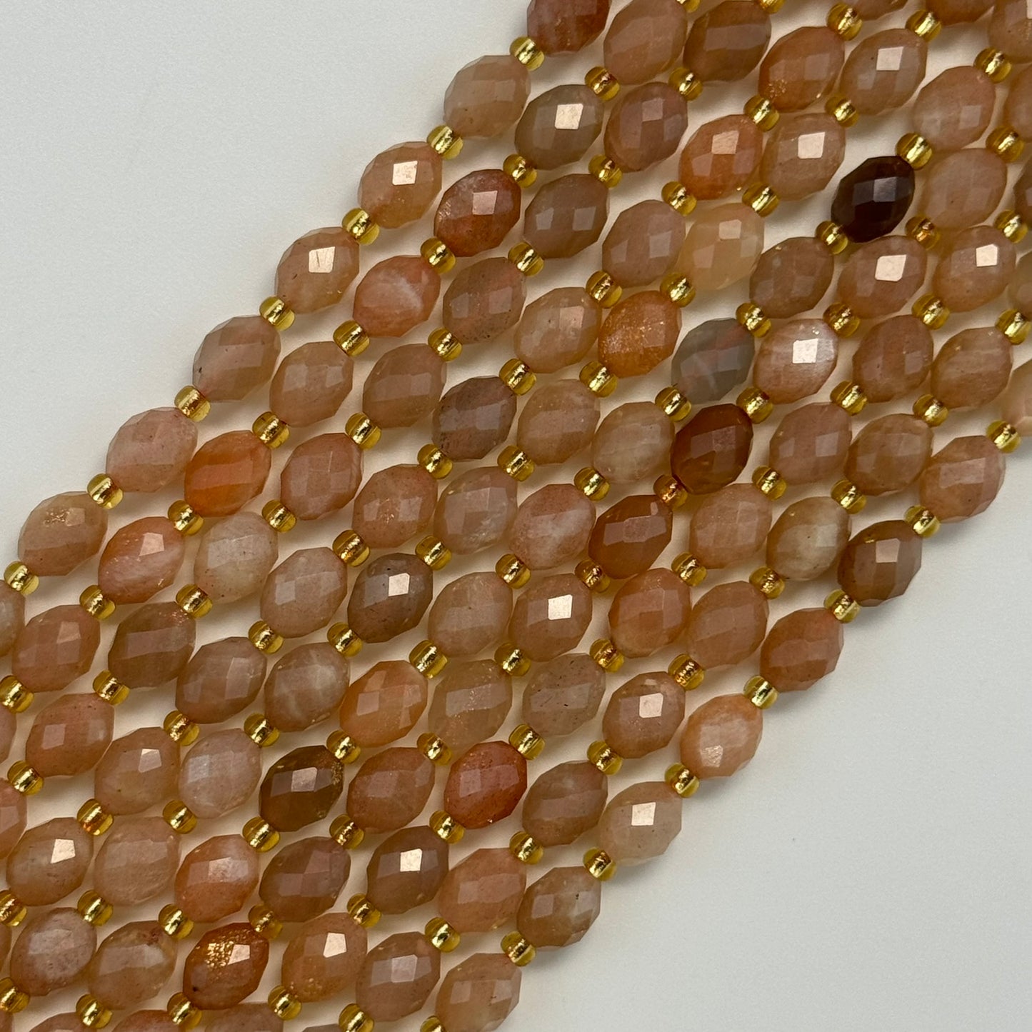 Moonstone Sunstone Faceted Barrel 8×6 mm Beads image 6