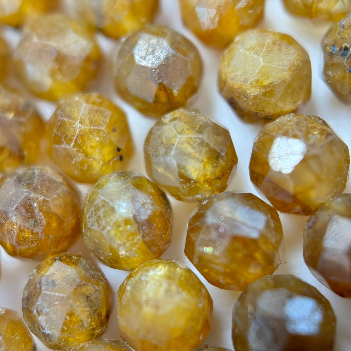 Dark Yellow Apatite Faceted Round Beads image 7