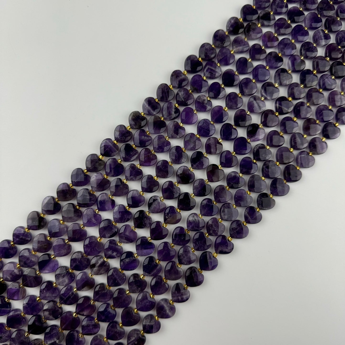 Chevron Amethyst Faceted Heart 12x�12 mm Beads image 7
