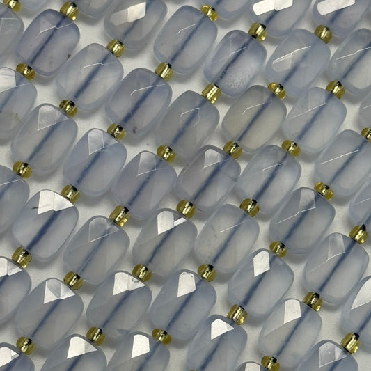 Blue Chalcedony Beads - Rectangular Faceted Cushion Cut