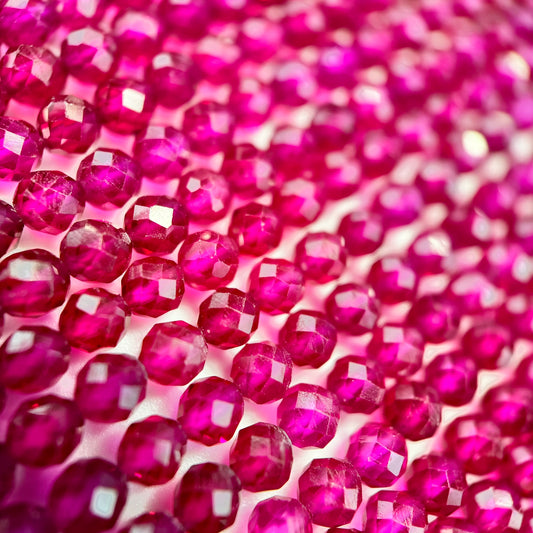 Ruby Synthetic Faceted Round Beads - (AAAA Quality)