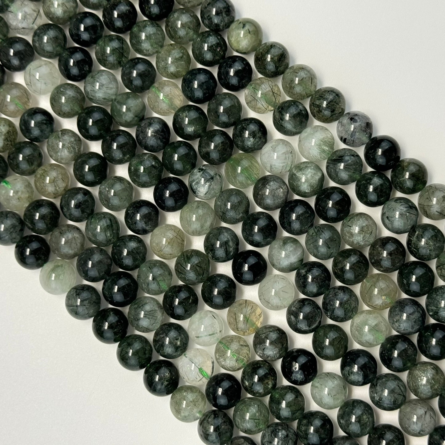 Green Rutilated Quartz Polish Round Beads image 3