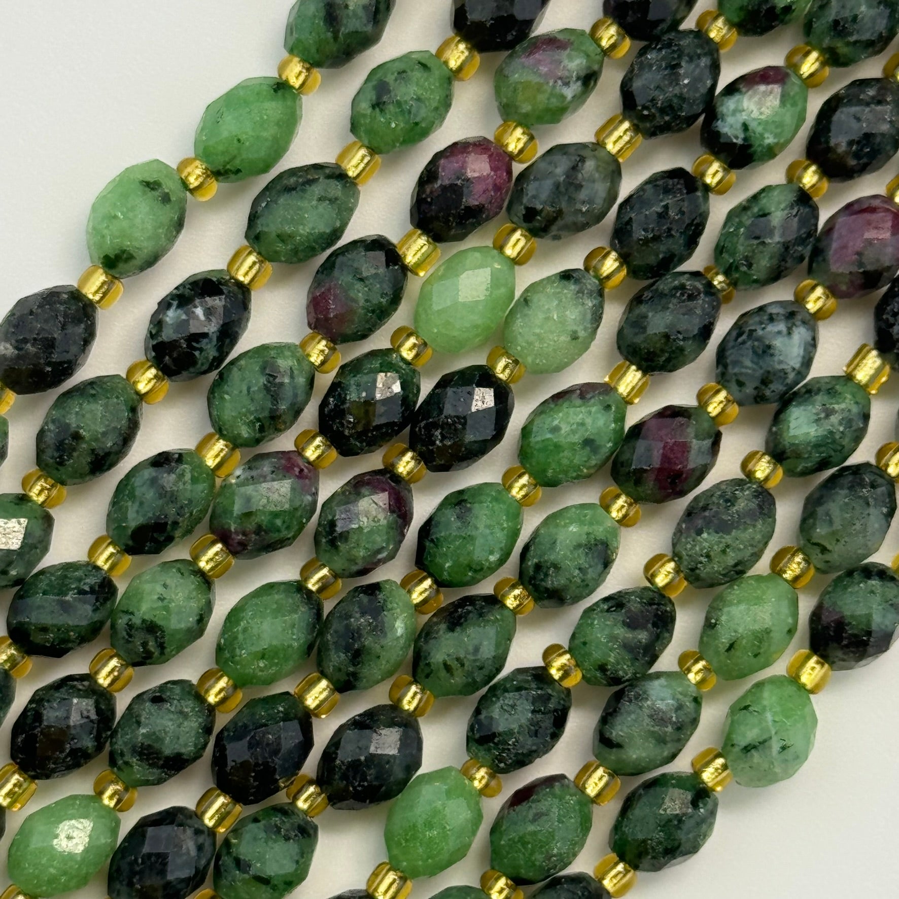 Ruby Zoisite Faceted Barrel 8 Beads image 7