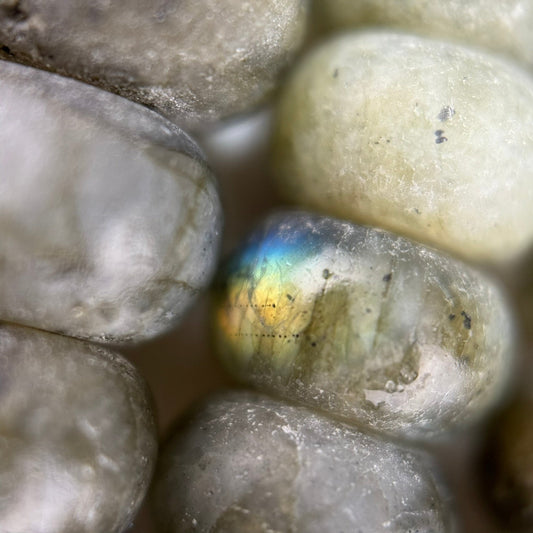 Labradorite Frosted Rondelle Beads (AB Quality)