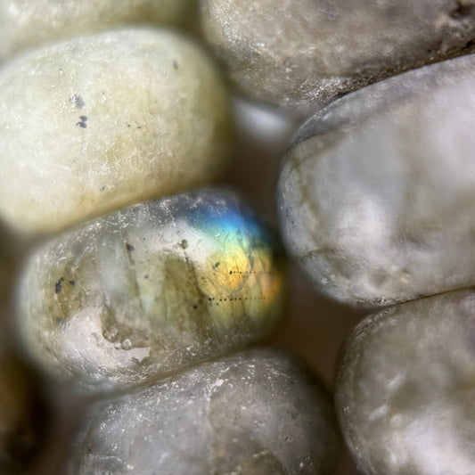 Labradorite Frosted Rondelle Beads (AB Quality)