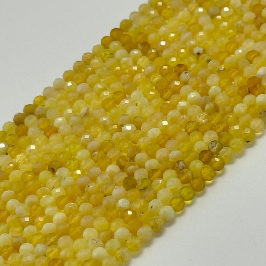 Yellow Opal Faceted Round Beads