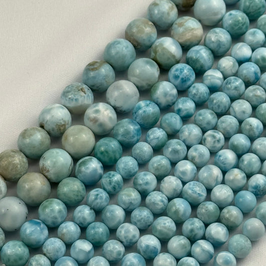 Larimar Polished Round Beads - (AAA Quality)