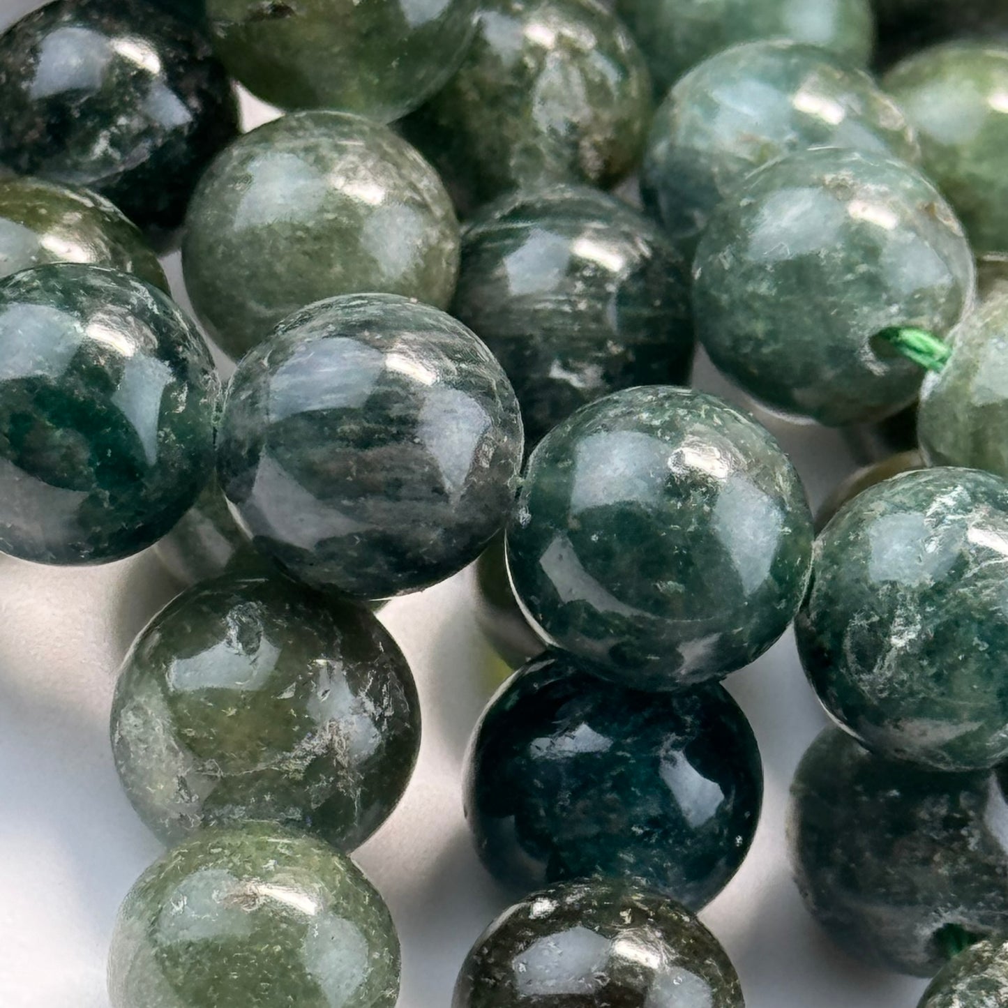 Cat's Eye Green Apatite Polished Round Beads image 1