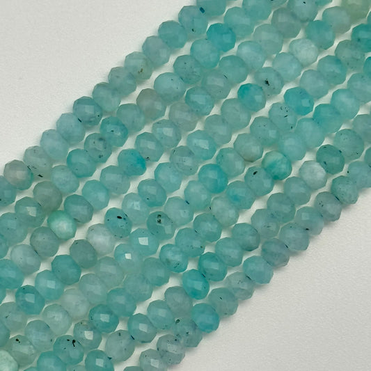 Faceted Aquaprase Rondelle Beads (5x3mm) image 0