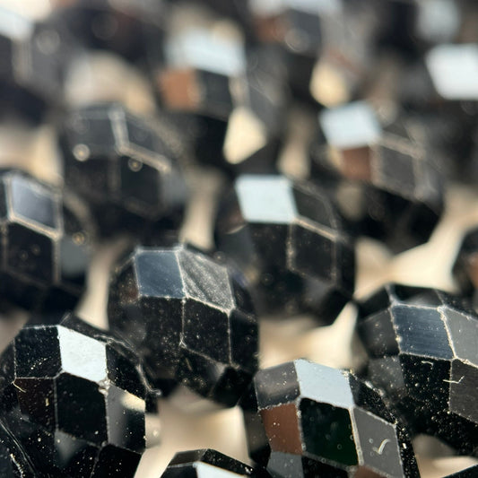 Black Spinel Faceted Rondelle Beads