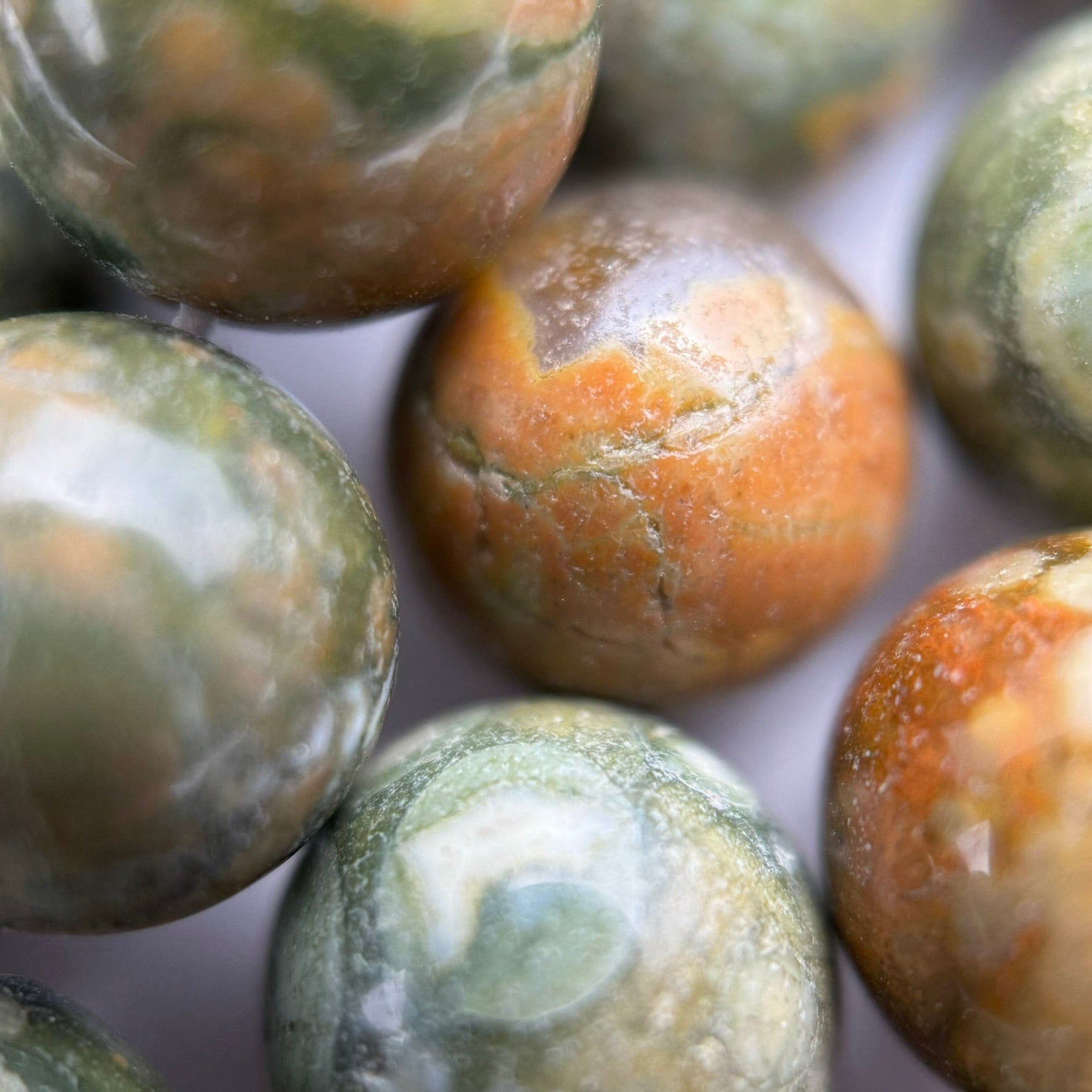 Green Rainforest Jasper Polished Round Beads image 4