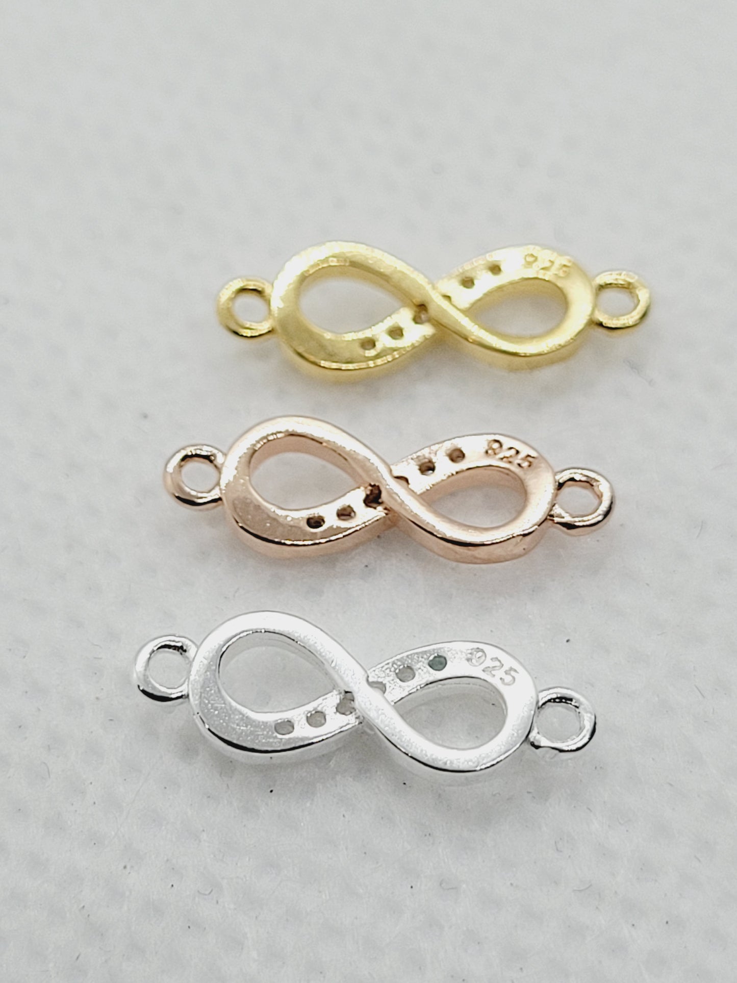 16mm Figure 8 Connector with Cubic Zirconia | 925 Sterling Silver | (3 colours) image 1