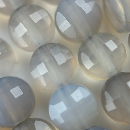 Gray Agate Lentil Beads